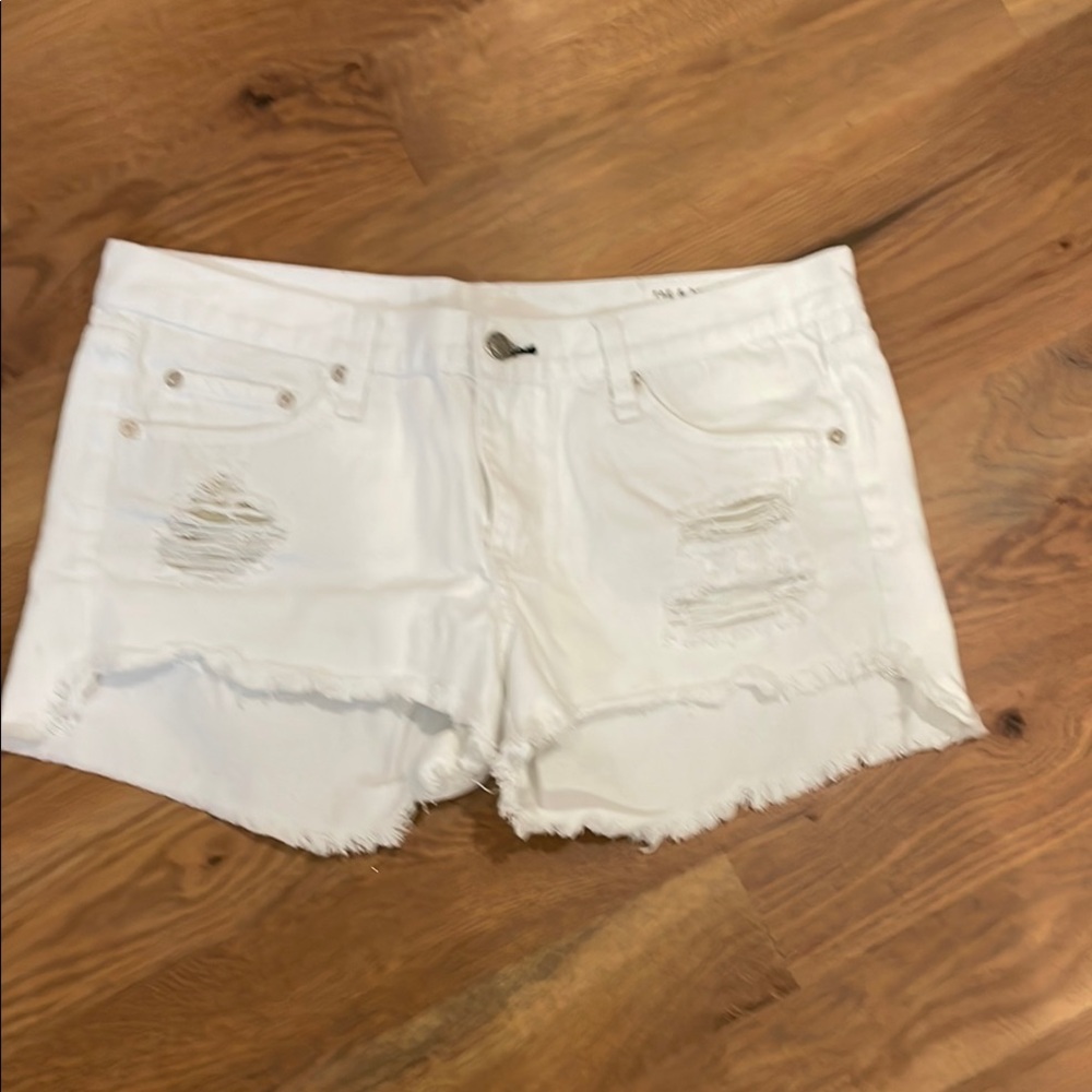 Rag & Bone White Distressed Jean Shorts